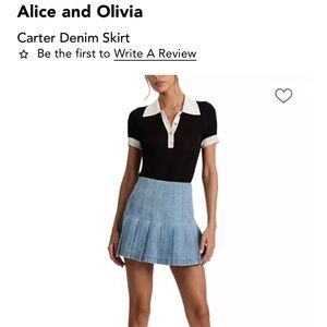 Alice + Olivia Pleated Denim Skirt